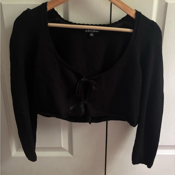 For Love And Lemons Black Crop Tie Front Top - Picture 1 of 3